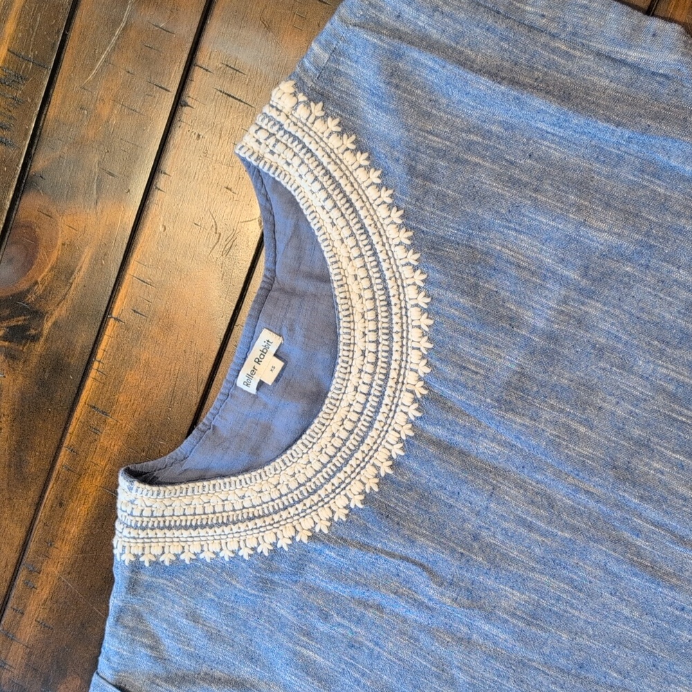 Roller Rabbit Chambray Embroidered Shift Dress - Picture 4 of 7
